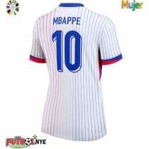Camiseta Francia Kylian Mbappe #10 Visitante Equipación para mujer Eurocopa 2024 manga corta